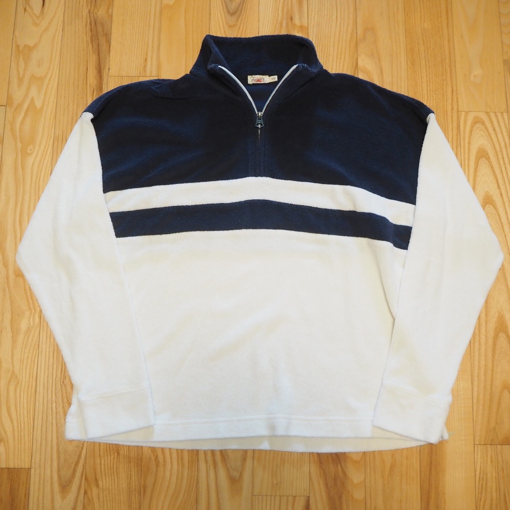 Faherty Women's Cabana Towel Terry Cloth Quarter Zip Pullover Sz Medium WKU2345